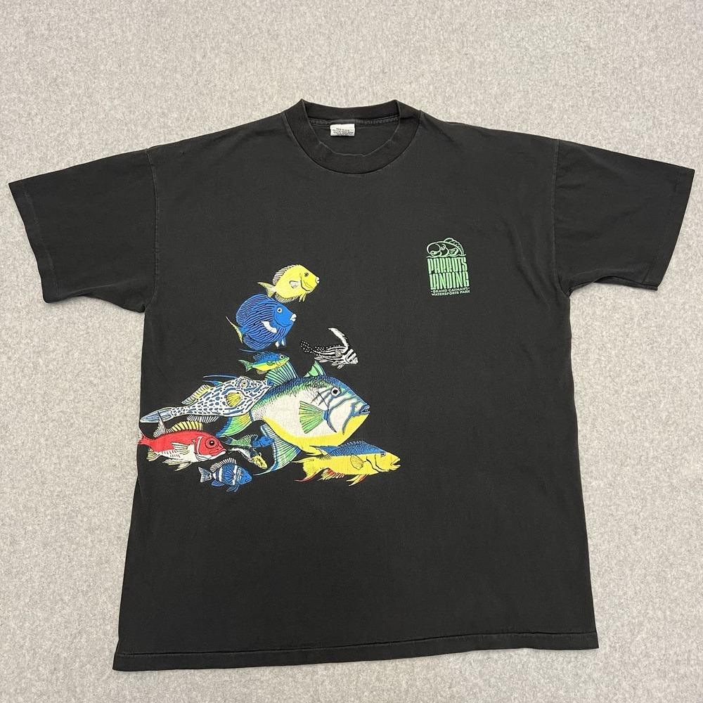 Vintage Signal Mega Tee Black XL Graphic Wrap Around Fish Single Stitch 80's